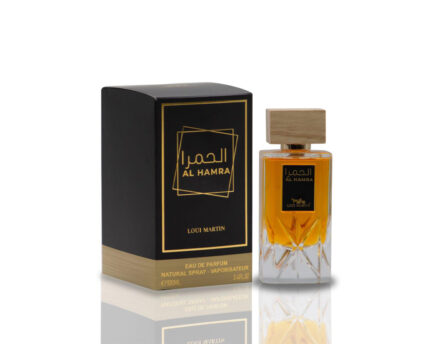 Al Hamra by Loui Martin 100ml perfume bottle with black and gold box.